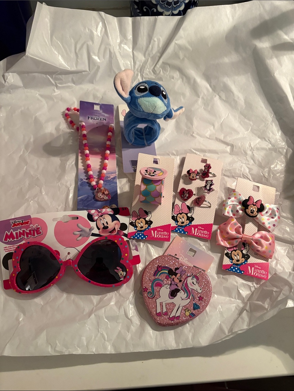 Disney Minnie Pink Sunglasses and Hair Accessory Set with Blue Stitch Plush